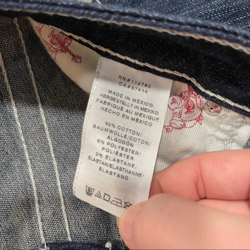 True Religion Slim Straight Jeans SZ 27 bling pocket dark wash - Picture 7 of 8